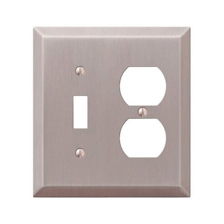 Amerelle Wall Plate, Number of Gangs: 2 gang Stamped Steel, Brushed Nickel Finish, Gray 3501467